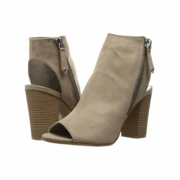Madden Girl Ninaaa Taupe Peep Toe Booties 11M - Picture 1 of 8
